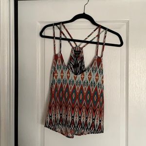 Flowy Spaghetti Strapped Tribal Print Top
